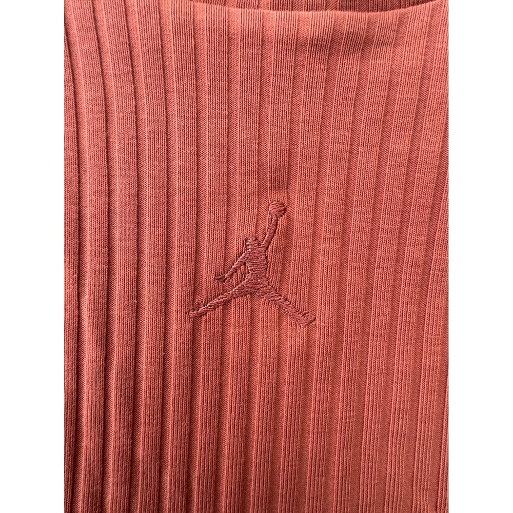 Jordan Womens Ribbed Mock Neck Long Sleeve Top Burnt Orange Small Jumpman Logo - Picture 2 of 8